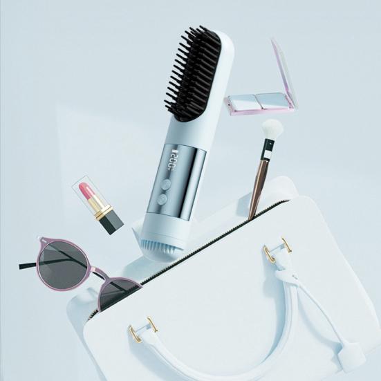 Cordless Hair Straightener Brush 3 Temperature LCD Display Hair Straightening Comb Cold Air Mode Rechargeable Fast Heating Electric Hot Brush