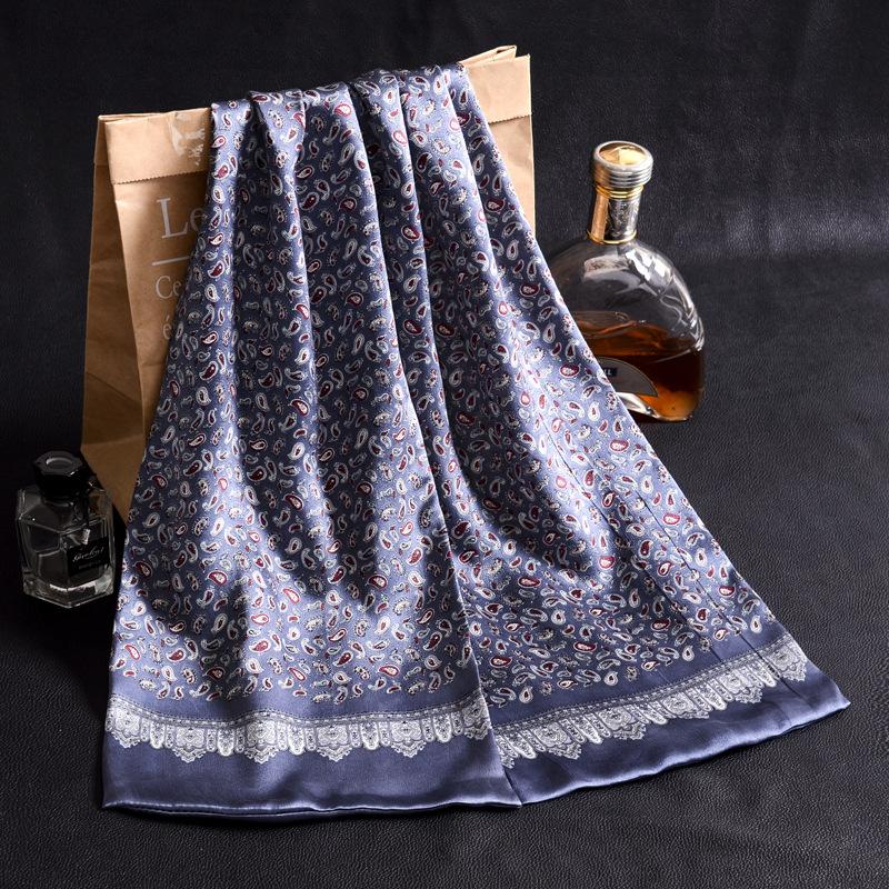 Luxury Brand Men Pure Silk Scarf Businessmen Long Scarves Spring Autumn All-Match 100% Silk Neck Scarf Winter Printed Scarves