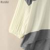 ZANZEA Blusa Casual de Mujer con Cuello Redondo, Manga 3/4, Holgada, con Empalme