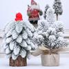 Snow Dusted Christmas Tree Desk Decoration With Wood 20cm Height For Living Room Bedroom Tabletop Decoration