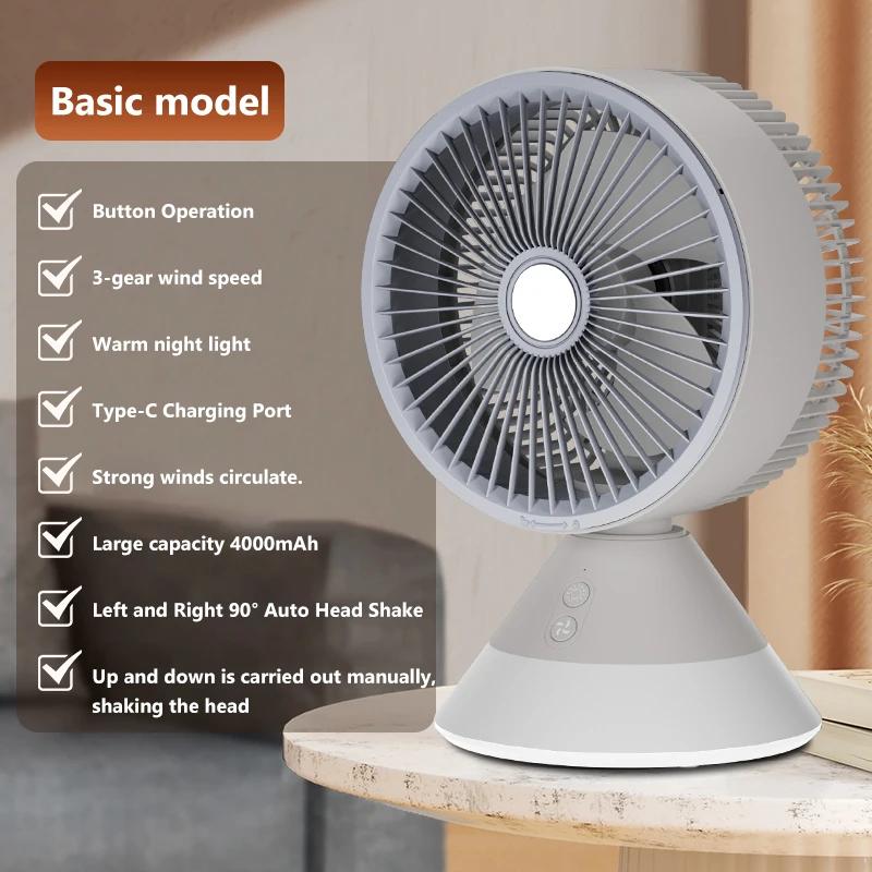 Air Conditioner Fan Portable Desktop Camp Fans Mini mobile Silent Cooling Appliances Rechargeable Household Fan With Night Light