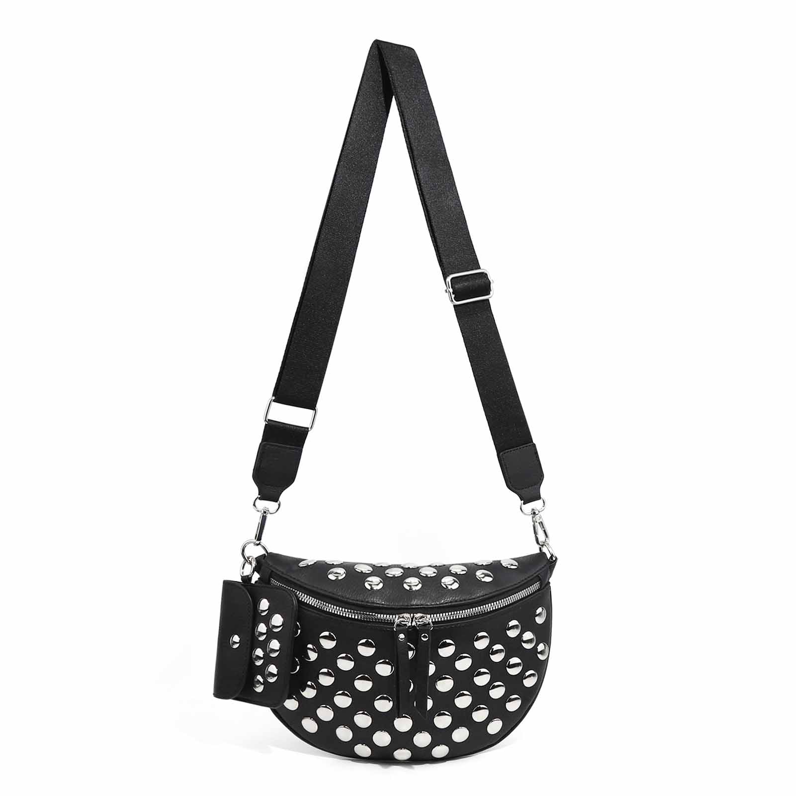 Bag Adjustable Strap Multi Sling Bag Women Willow Nail Waist Material Durable Fashionable For Ladies White Bum 25717.5cm чёрный