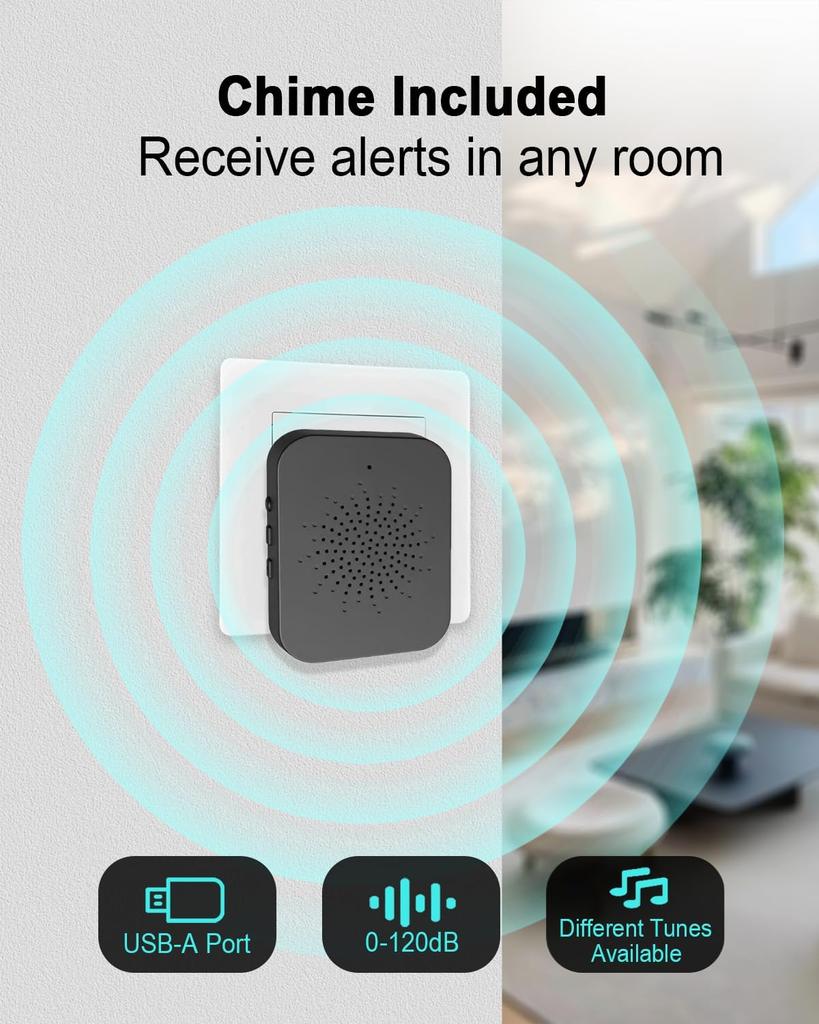 Wireless Video Doorbell (WiFi Smart Doorbell) Supports Two-way Communication and Provides Video Monitoring At the Front Door for Home Security.