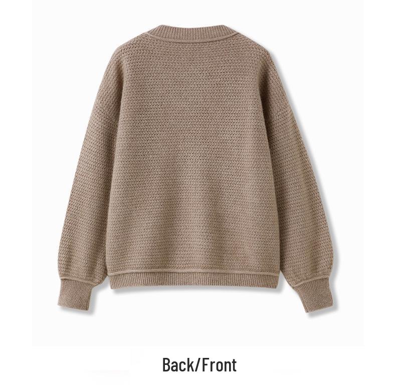 Women's Color-Block Cashmere Sweater: Round Neck, Drop Shoulder Pullover for Autumn/Winter - Thick, Loose, Casual Knitwear