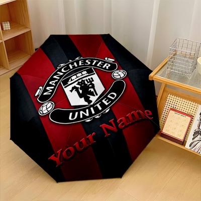 Manchester United Automatic 3‑Fold Umbrella 8‑Rib Windproof Folding Umbrella Sun Rain Protection For Outdoor Travel Daily Use