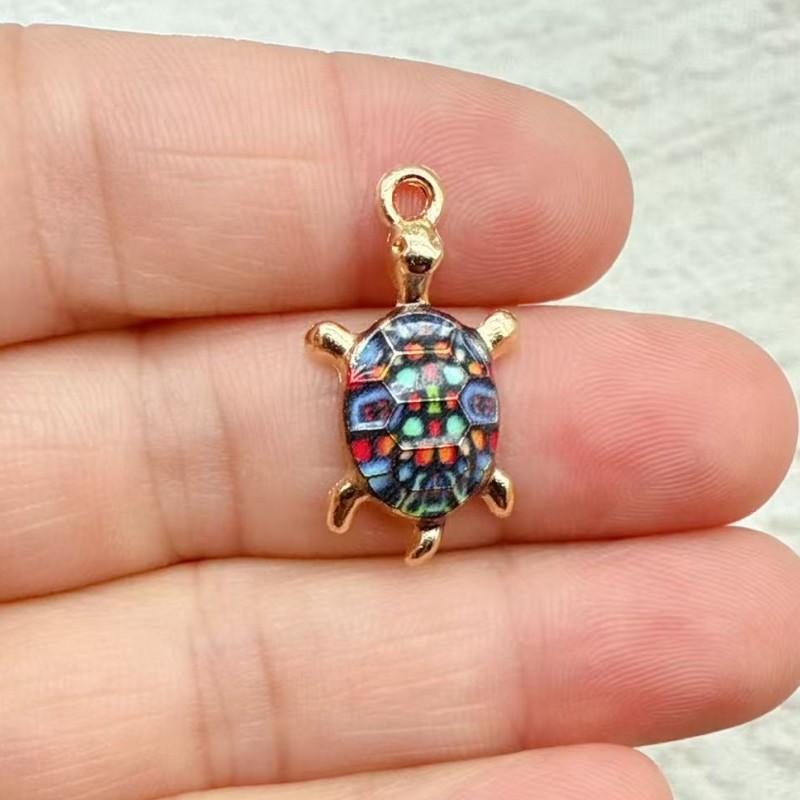 DW88 10Pcs Trendy Multicolor Enamel Turtle Charms Making Handmade DIY Cute Ocean Animal Pendants Necklace Jewelry Accessories