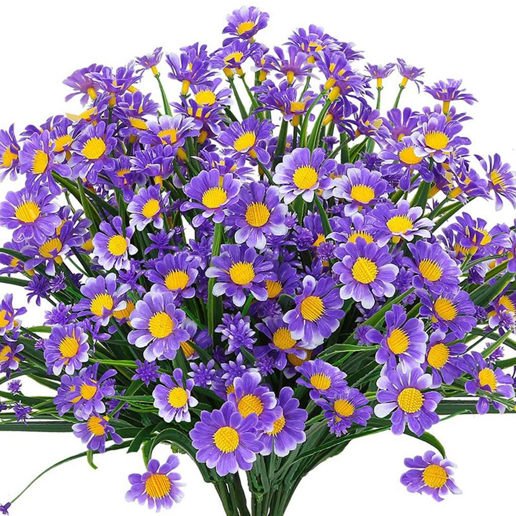 12 Mazzi di Fiori Margherita Artificiali 7 Colori Fiori Finti per Decorazione Esterna e Interna Fiori Artificiali in Vaso