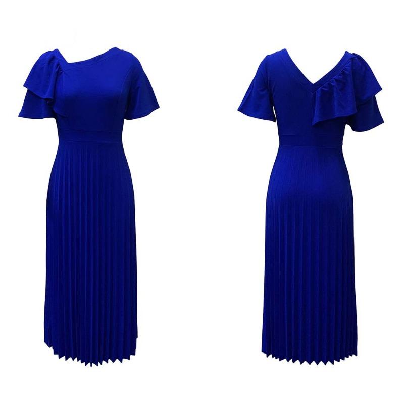 Women's clothing  summer new temperament waist thin ruffle edge short sleeve pleated dress