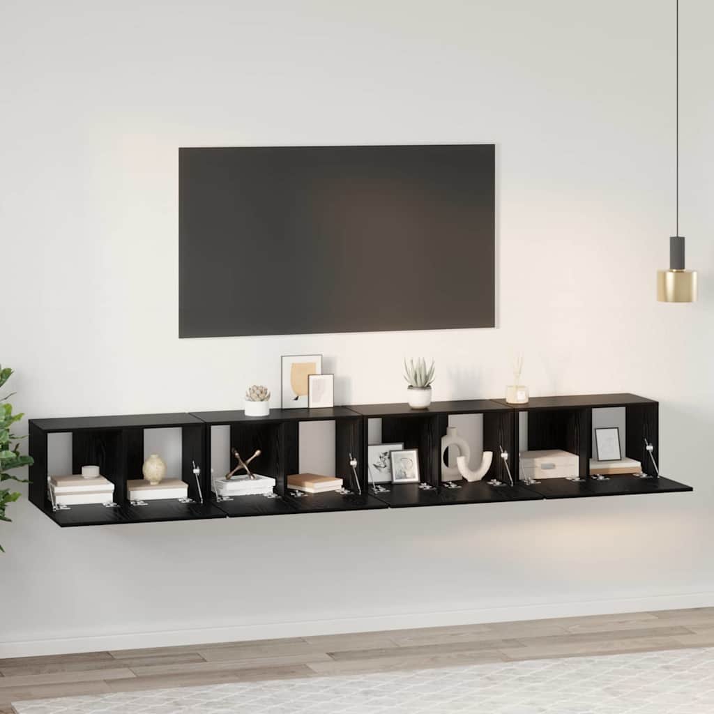 4 Piece TV Cabinet Set Black Oak Effect 60 x 30 x 30 cm