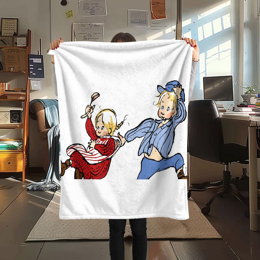 Emil of Lonneberga Art Printed Flannel Blanket, soft throw for bedroom sofa, washable, fan merchandise, great gift.