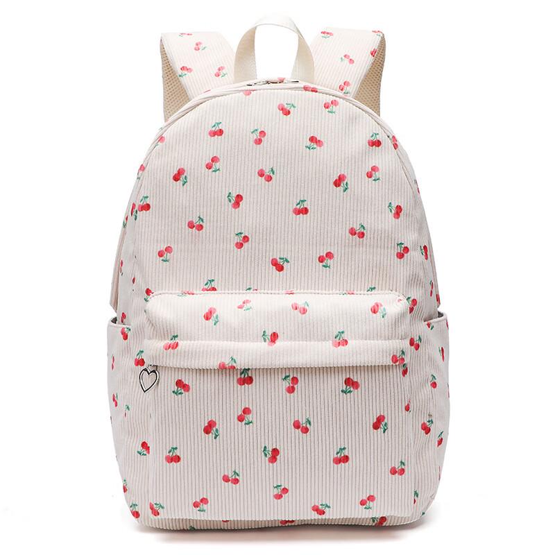 Li Shen Corduroy Floral Student Backpack