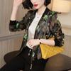 Women's 2025 Spring/Summer Casual Print Chiffon Baseball Jacket - Plus Size Cardigan