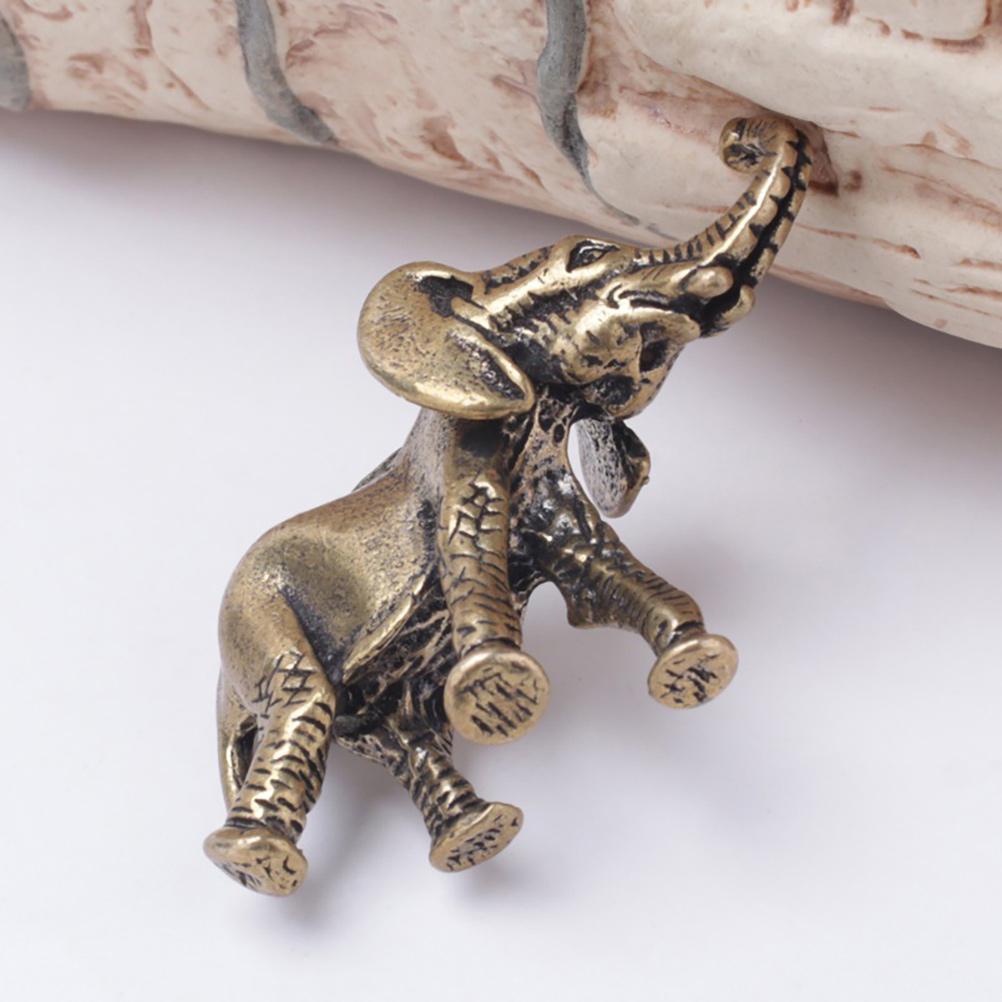 2 Pcs Decorations Brass Elephant Ornament Statue Creative Car Copper Housewarming Gift