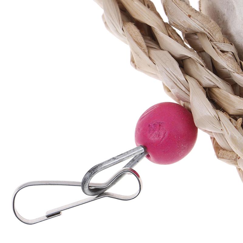 Parrot Bird Toys Natural Wooden Grass Chewing Bite Hanging Cage Bell Swing Climb