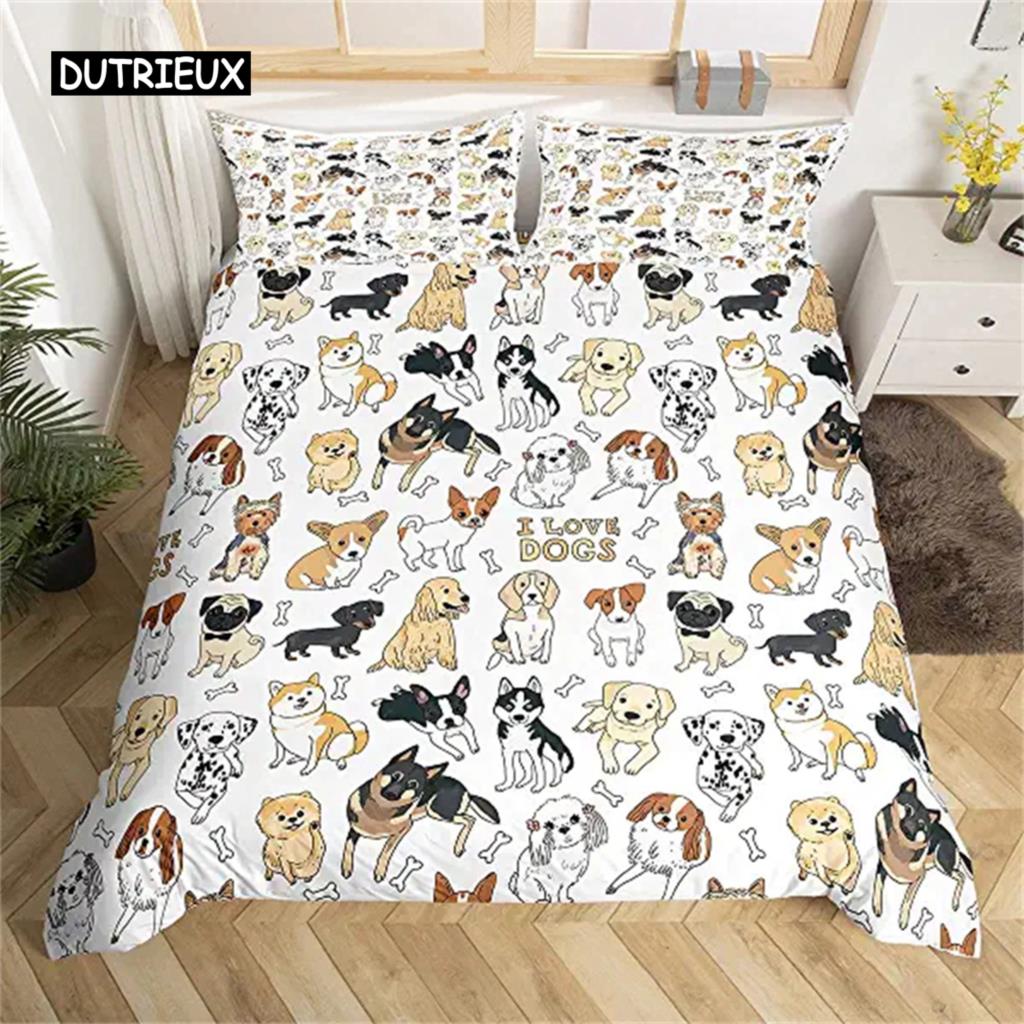 

Детский пододеяльник с изображением собаки, милый питомец, щенок, мультяшный корги, лапа, одеяло, чехол для мальчиков, девочек, детей, подростков, декор спальни, тема животных EU single(135x200cm)