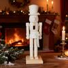 18CM Christmas Wooden Unfinished Nutcracker Figurine DIY Blank Unpainted Soldier Figure Festival Holiday Party Ornament Decoration