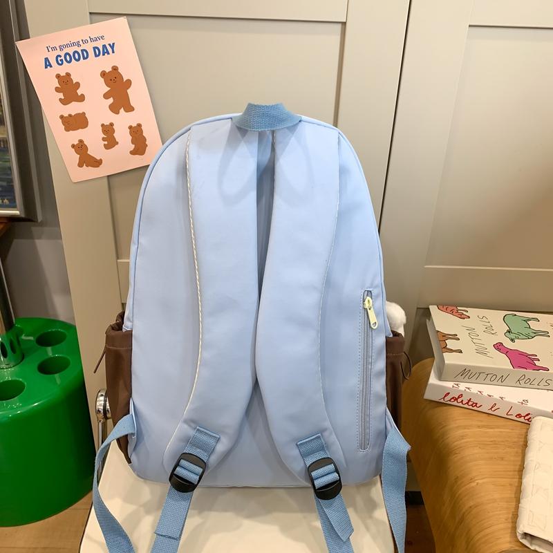 Women's Color Block Backpack Large Capacity School Bag College Cartoon Backpack