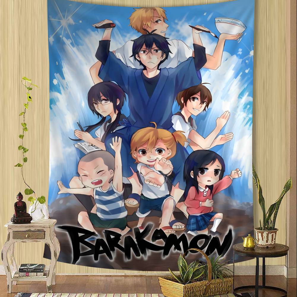 Japanese Anime Barakamon Wall Tapestry Hanging Tarot Hippie Wall Rugs Dorm Wall Hanging Sheets
