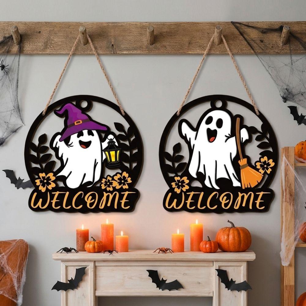 Hollow Out Halloween Ghost Door Hanger Cartoon Ghost Hanging Plaque Living Room
