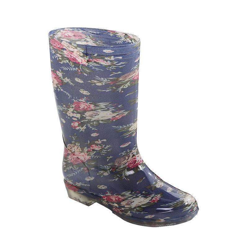 Medium tube fashion rain shoes women's non-slip velvet warm kitchen rain boots soft water shoes women's adult work rubber shoes overshoes