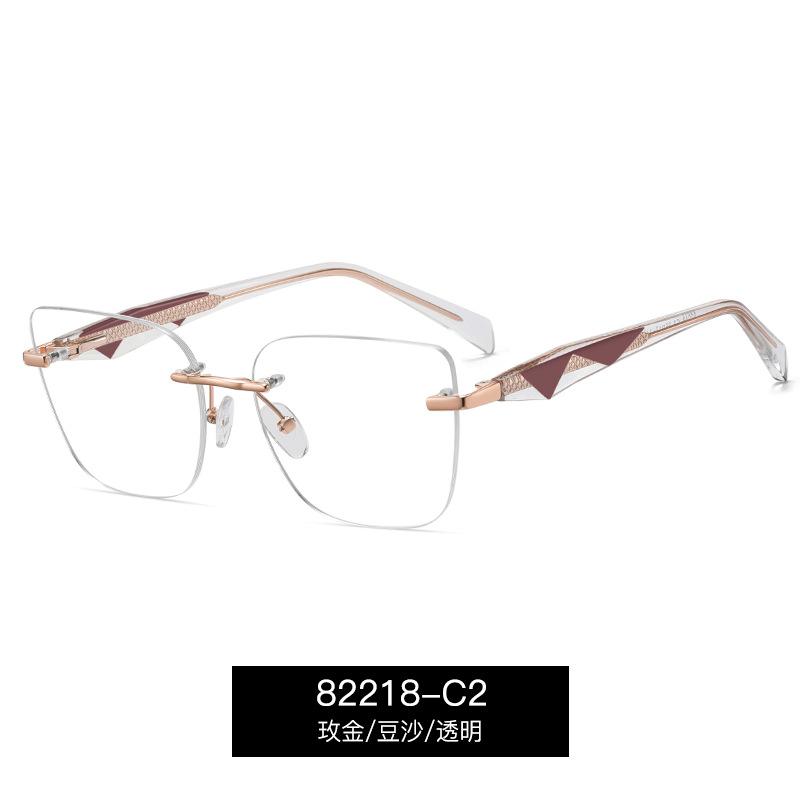 

Blue Light Blocking Rimless Computer Glasses Anti Tired Eyesight Non-prescription Eyeglasses TR90 Women s Frameless Glasses