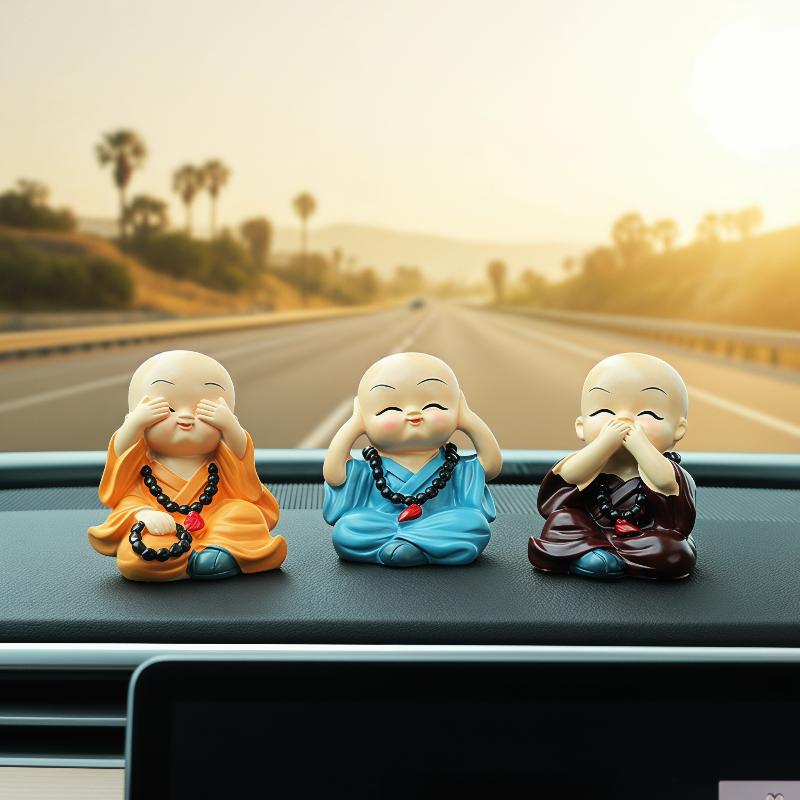 Charming 4 Resin Little Monk Statues for Home Decoration Calming Ambiance and Thoughtful Gift