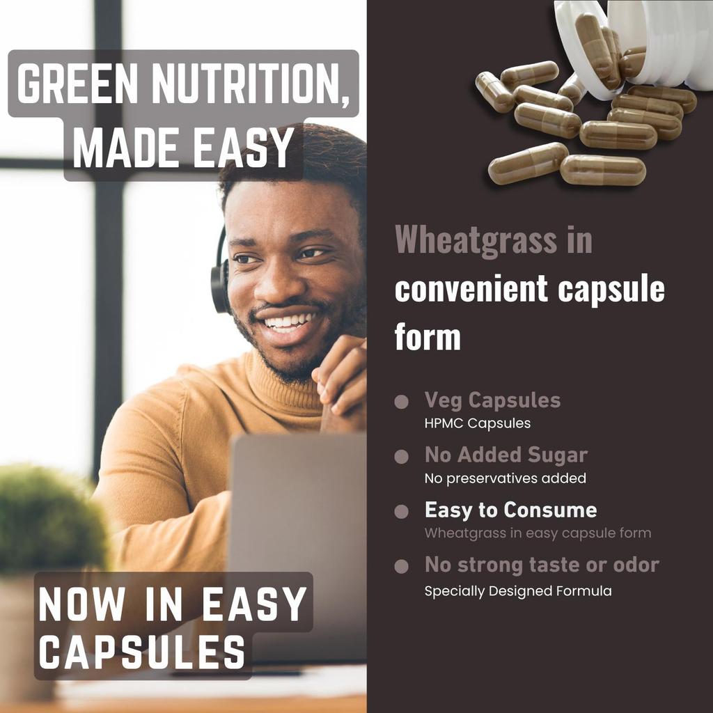 Wheatgrass Powder 60 Capsules  | 1000 Mg