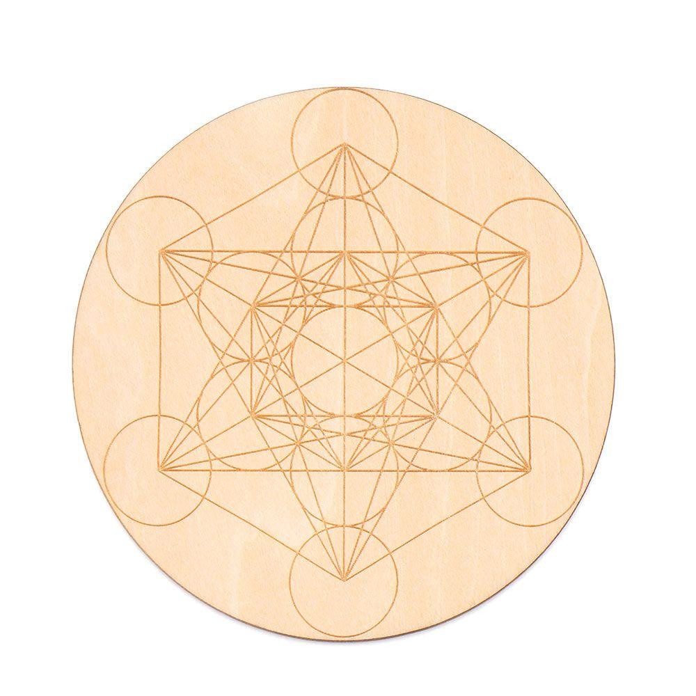 Collectibles Flower of life Arts And Crafts Wood Chakra Pattern Coaster Circles Carved Round Edge
