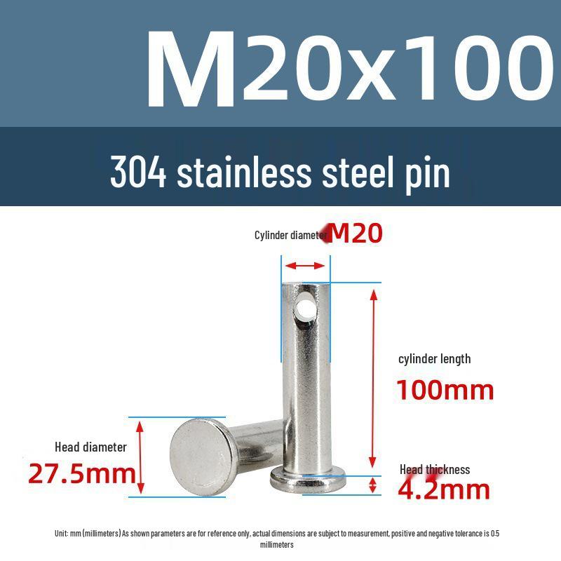 304 Stainless Steel Cylindrical Flat Head Positioning Pin with Hole (M3-M10)