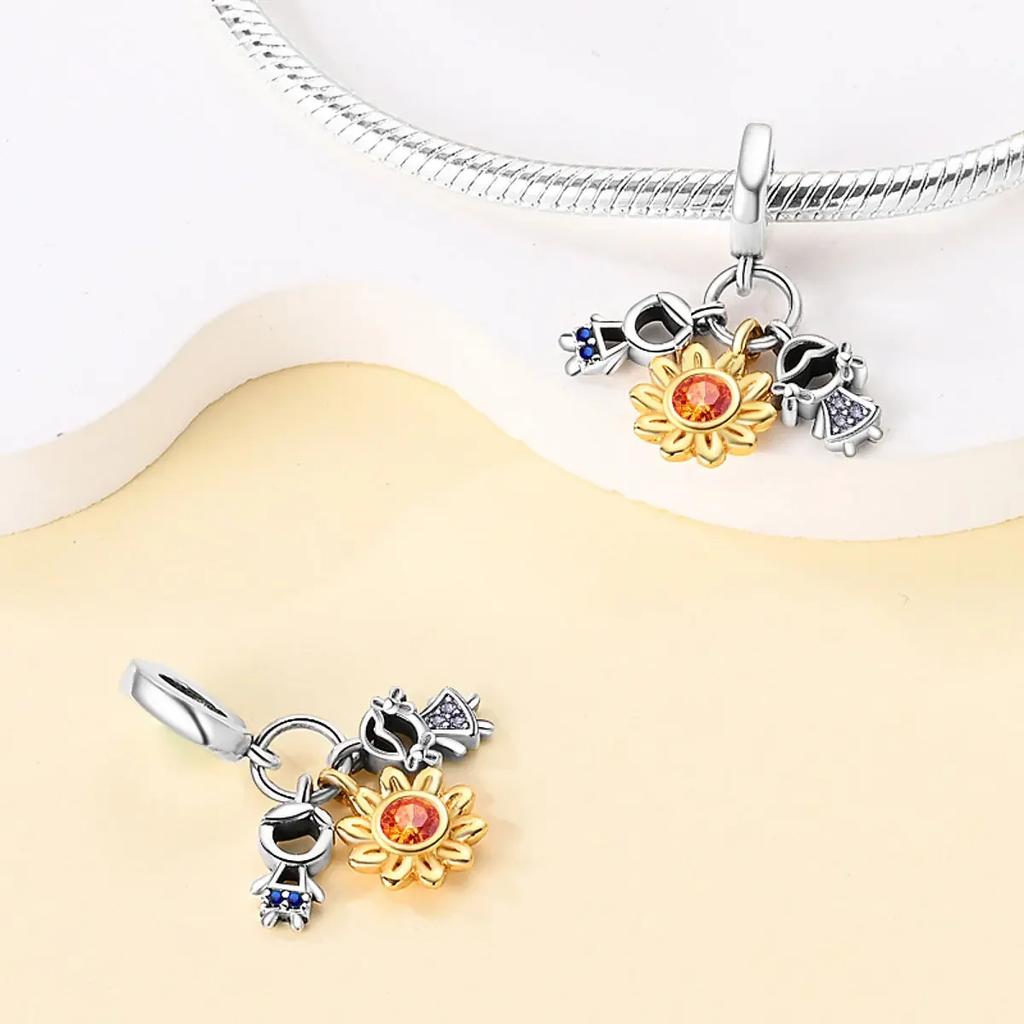 Oryginalne Miedziane Cyrkoniowe Koraliki w Kształcie Serca Kolorowy Kwiatek Kokarda Zawieszka Charms Pasuje do Bransoletki Naszyjnika DIY Wykwintna Biżuteria Prezent