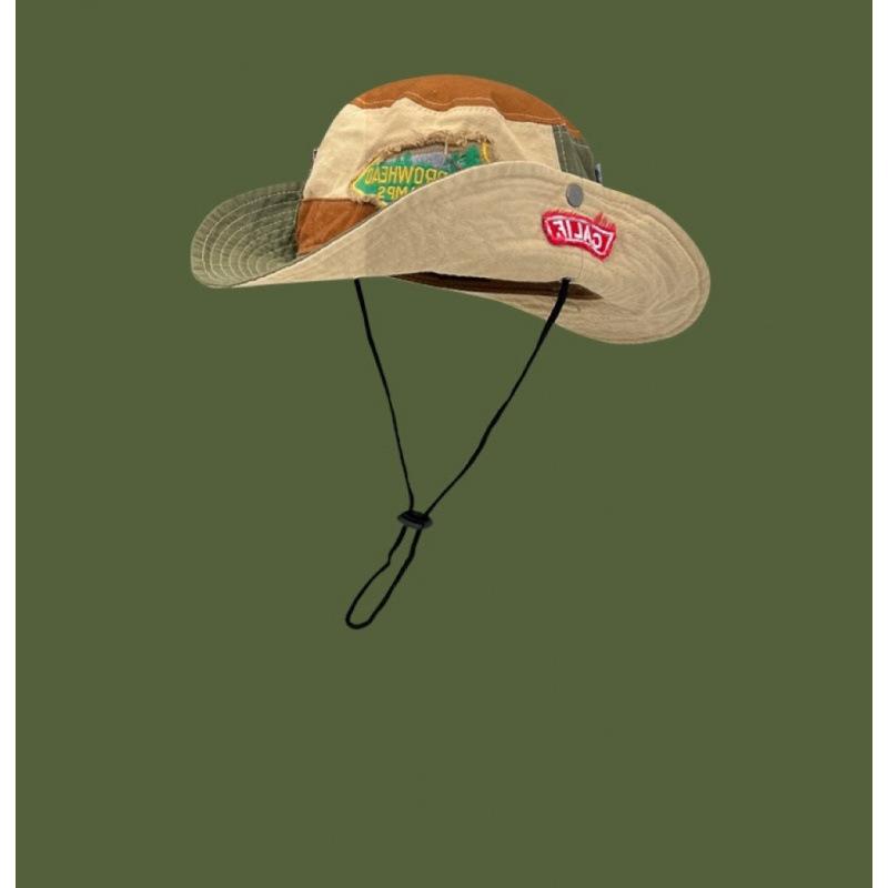 

Vacation retro patchwork fisherman hat for men and women, outdoor travel hiking hat, camping sun hat, foldable fishing hat