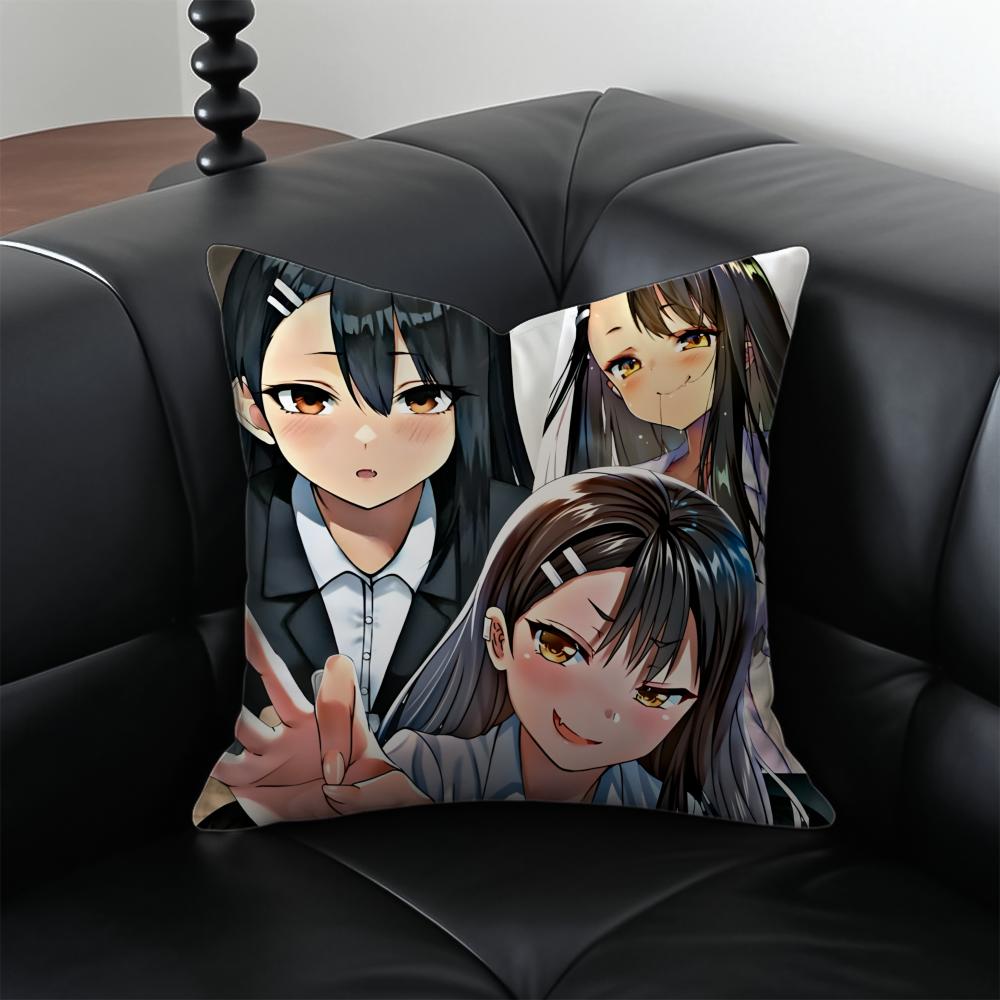 anime comedy NNagatoro SSan Cushion Cover Pillow Case Antidustmite Invisible zipper silky plush cushion
