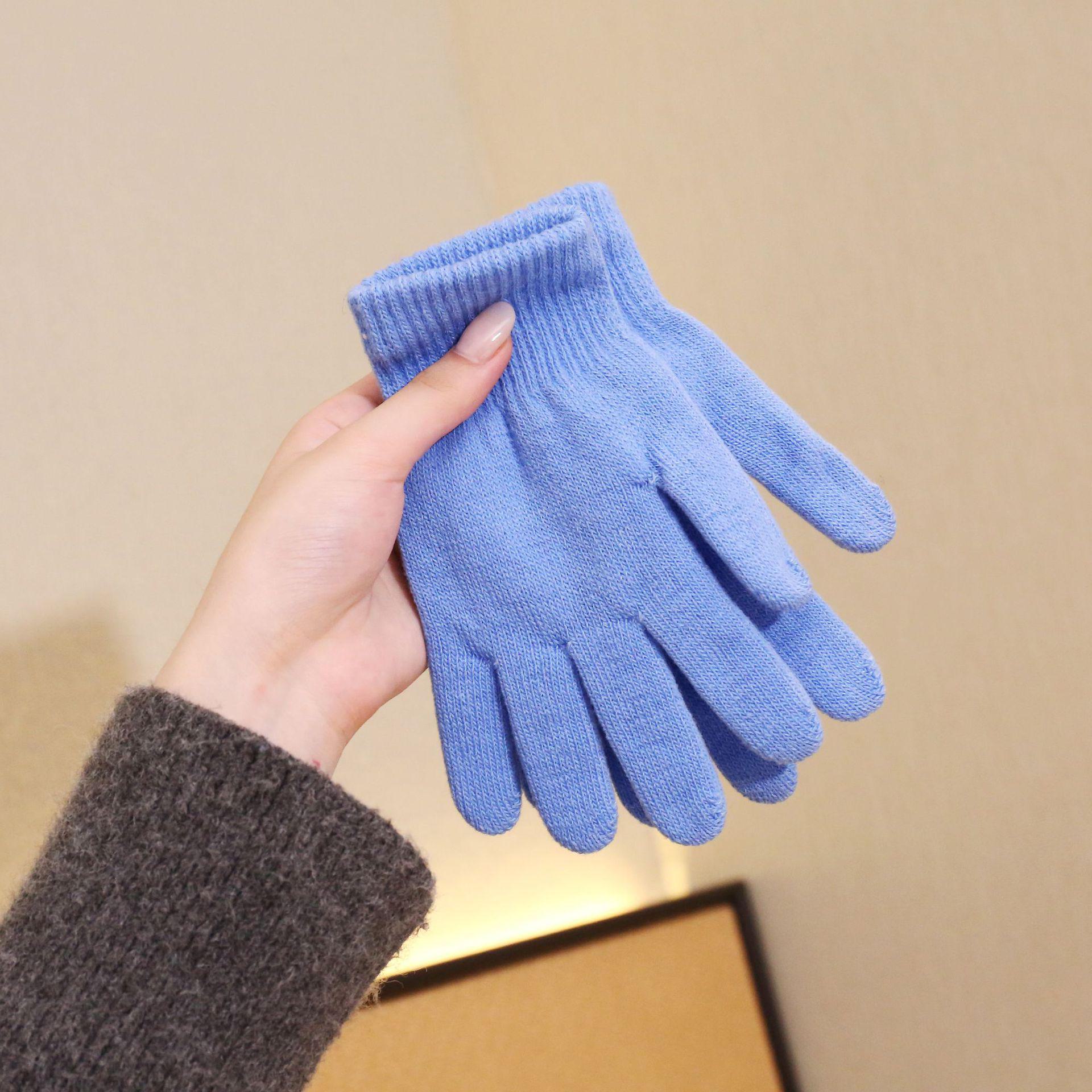 

Унісекс В язані Вовняні Рукавички - Теплі на Велюровій Підкладці, Дизайн з П ятьма Пальцями, Захист від Холоду та Еластичні для Осінньо-Зимового Велоспорту синій