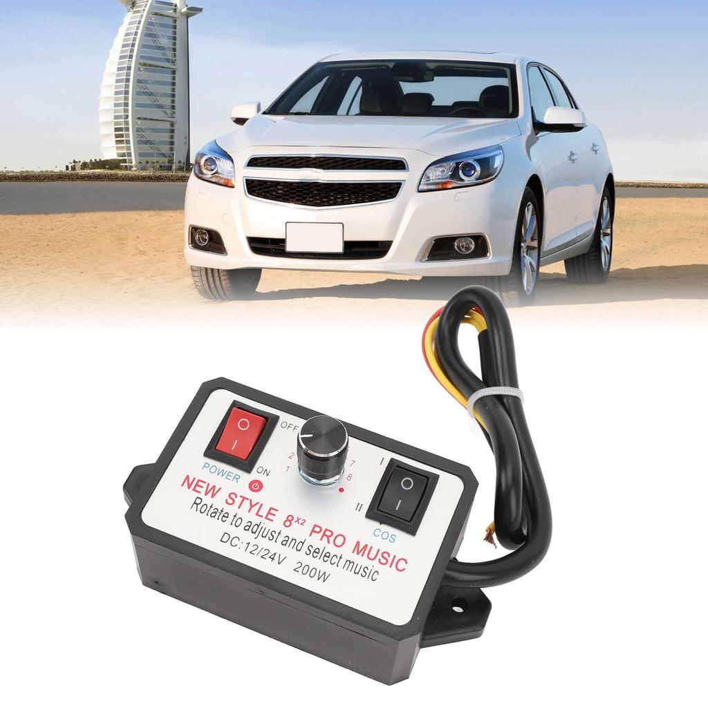 Car Horn Controller, 16 Sound Effects Adjustable Dual Tone Horn Controller Unit for Vehicle,