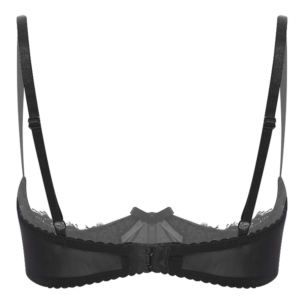 Dámská krajková podprsenka s řasenkami a květinovým vzorem 1/4 košíčky Push-up s kosticemi Bralette Balconette