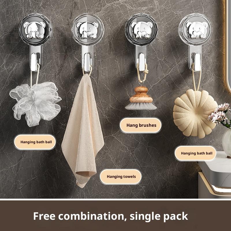 Powerful Suction Cup Hooks Traceless Heavy Duty Robe Towel Hook Keys Clothes Bag Hanger Hook Bathroom Kitchen Organizer Hook