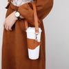 Creative PU Leather Cup Holder Lanyard Portable Travel Water Cup Carrier Strap Hand-held Heat-insulated Milk Tea Cup Sleeve