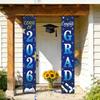 1 Set Polyester Graduation Door Banner Set Class of 2026 Pattern Hanging Porch Signs for Graduation Party Front Door Porch Decor