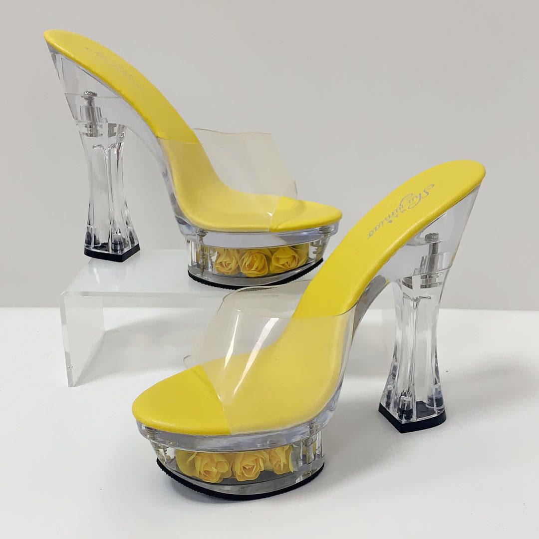 

Женская обувь на платформе, танцевальная квадратная удобная обувь с кристаллами 42 жёлтый