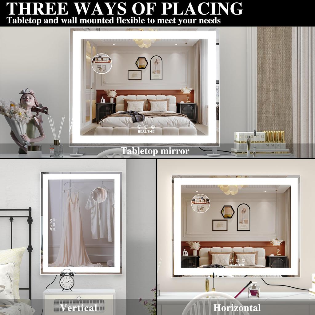 BEAUTME Actress Tabletop LED Hollywood Three Color Lighting For Wall Adjustable 10x Magnifying White X 405 X 140 Mirror, Mirror, Makeup, Mirror, Mode,