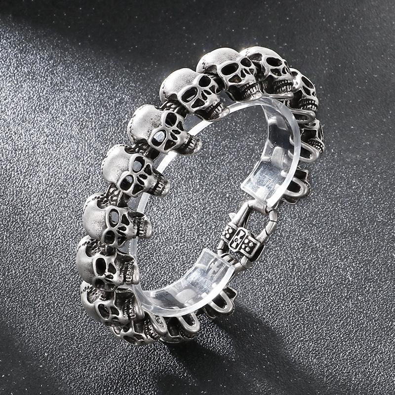 Hip Hop Edelstahl Totenkopf Schweres Armband Herren Gothic Glänzend Großer Totenkopf Accessoires 24mm Massiv Personalisierter Schmuck Geschenk