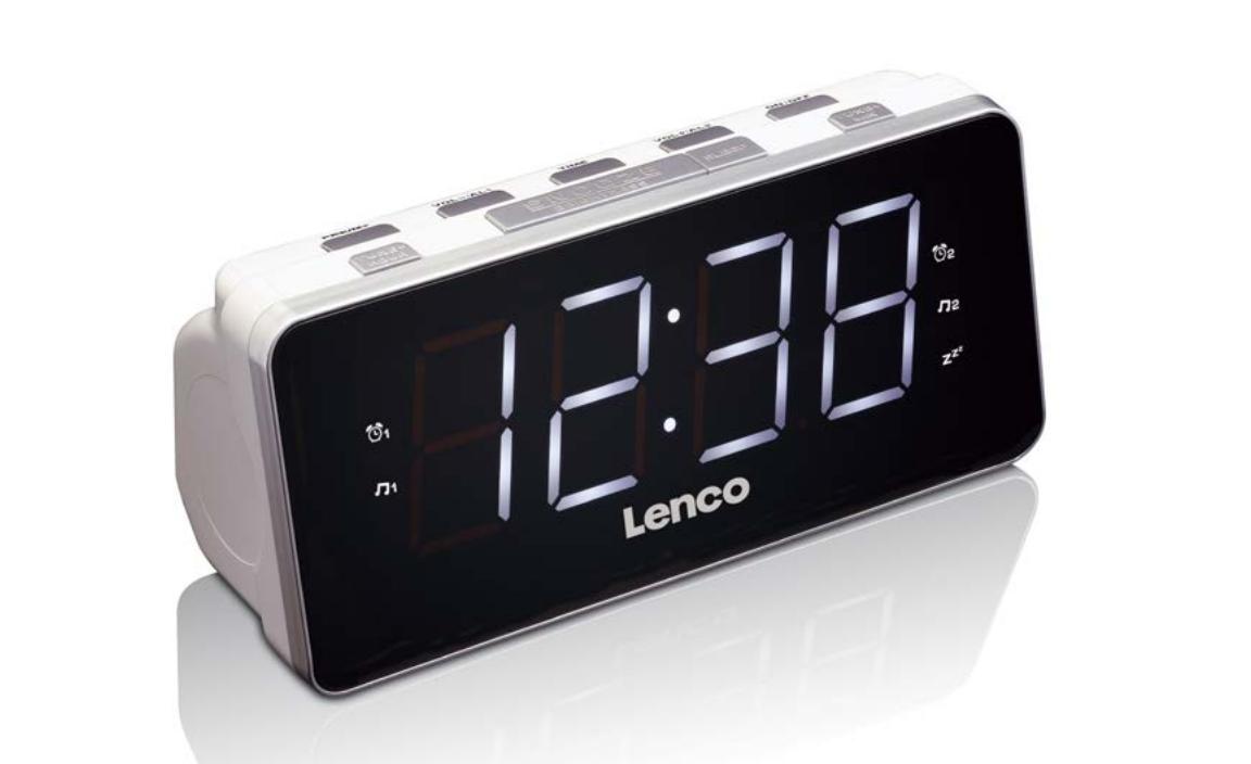 Lenco Radio-Wecker CR-18 Uhrenradio mit riesigem LED-Display (4,6 cm), dimmbar, 2 Weckzeiten (PLL UKW, USB-Lader, Dual-Alarm), weiß - Bild 5