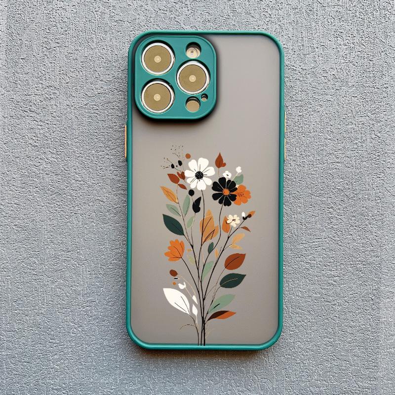 Winter Branches Leaves Flowers Phone Case For iPhone 16 15 14 Plus Pro Max 13 12 Mini 11 Pro Max X XS XR Shockproof Bumper Cover