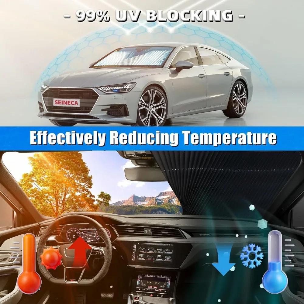 Retractable Car Sun Shades - Accordion Foldable Windshield Sunshade Blocks 99% UV Rays Fits Various Models