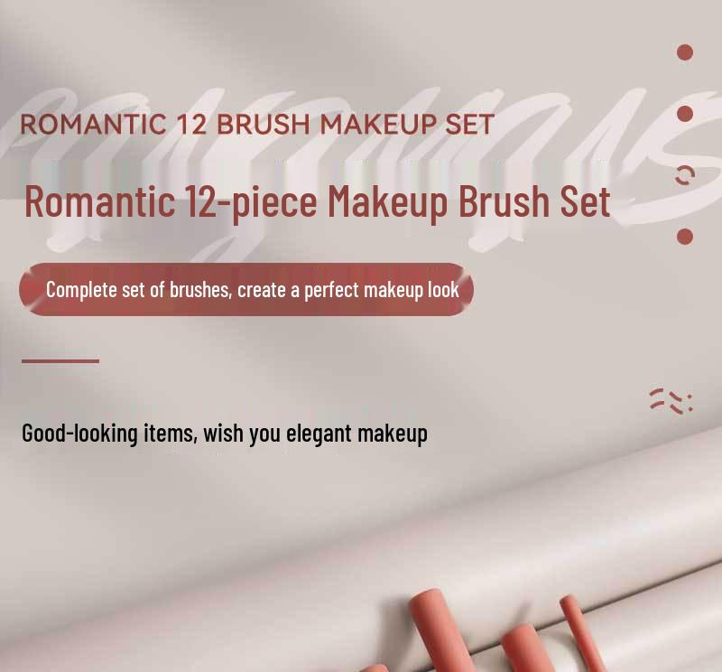 Holiday 12-Piece Makeup Brush Set: Powder, Eyeshadow, Foundation & Concealer Brushes with Soft Bristles