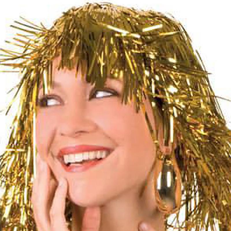 Folie Glitter Parykker Kostyme Cosplay Morsom Skinnende Hatt Metallisk Hårtilbehør For Fest Karneval Maskerade Parykk