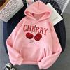 Mädchen 2000er Kirsch Liebe Langarm Kapuzenpullover mit Tasche Lustiges Gotisches Sweatshirt Damen Print Lässiger Kapuzenpullover Streetwear Y2k Kleidung