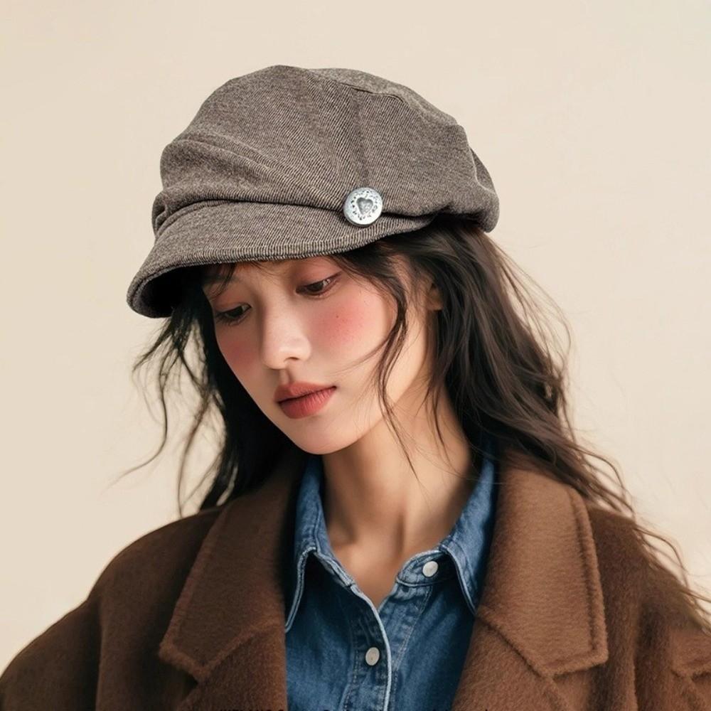 British Style Pleated Octagonal Hat Solid Color Painter Hat Casual Eequestrian Hat  Travel