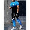 Men's Polyester Sportswear | Elegant Casual Round Neck | Slightly Stretchy Knit with 3D Print Crown Pattern Short Sleeve T-Shirt and Pants