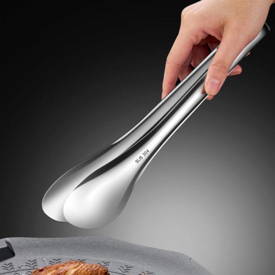 Stainless Steel Serving Tongs Non-Slip Ergonomic Food Tongs for BBQ Buffet Kitchen Rust-Resistant Dishwasher Safe Versatile Clips for Steak Bread Ice